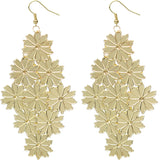 Gold Tier Floral Dangle Earrings