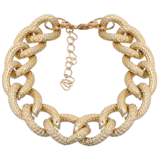 Gold Frost Textured Chain Link Bracelet