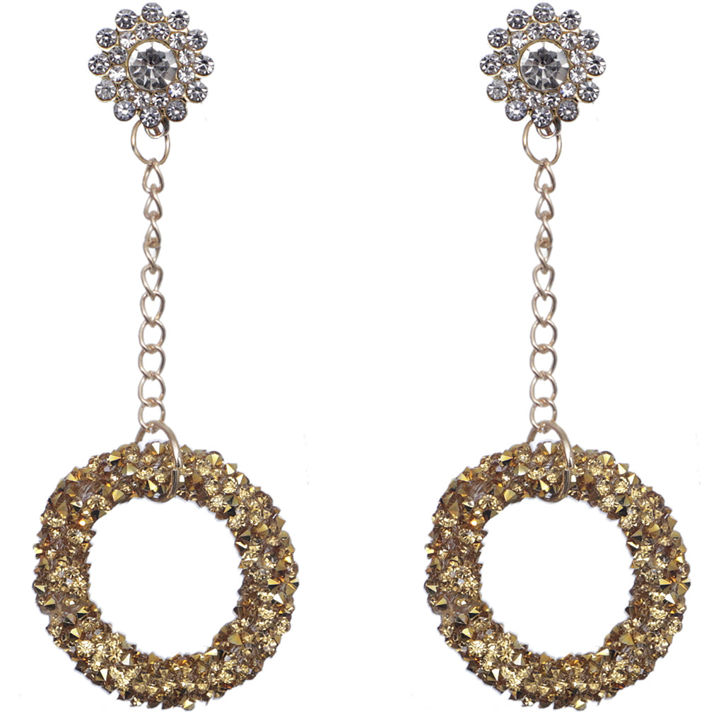 Gold Crystal Confetti Drop Chain Earrings