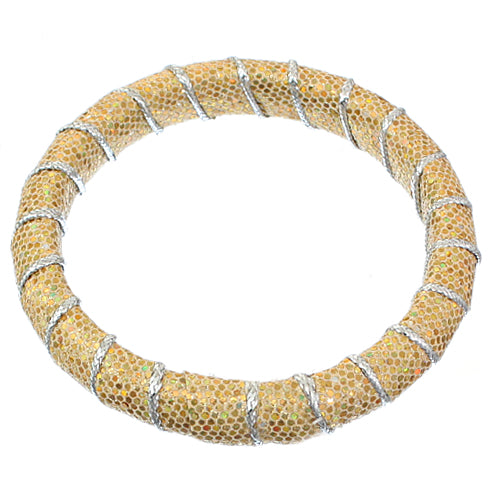 Gold Glitter Fabric Wrapped Bangle Bracelet