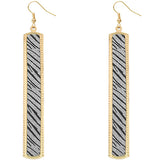 Silver Zebra Glitter Stick Dangle Earrings