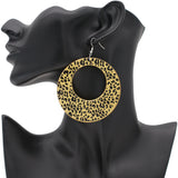 Gold Spotted Cheetah Print Round Earrings