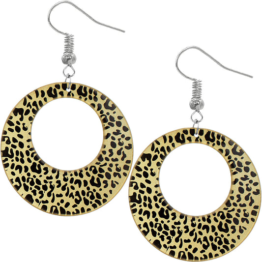 Gold Spotted Cheetah Print Round Earrings
