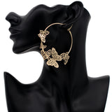 Gold Large Butterfly Hoop Earrings