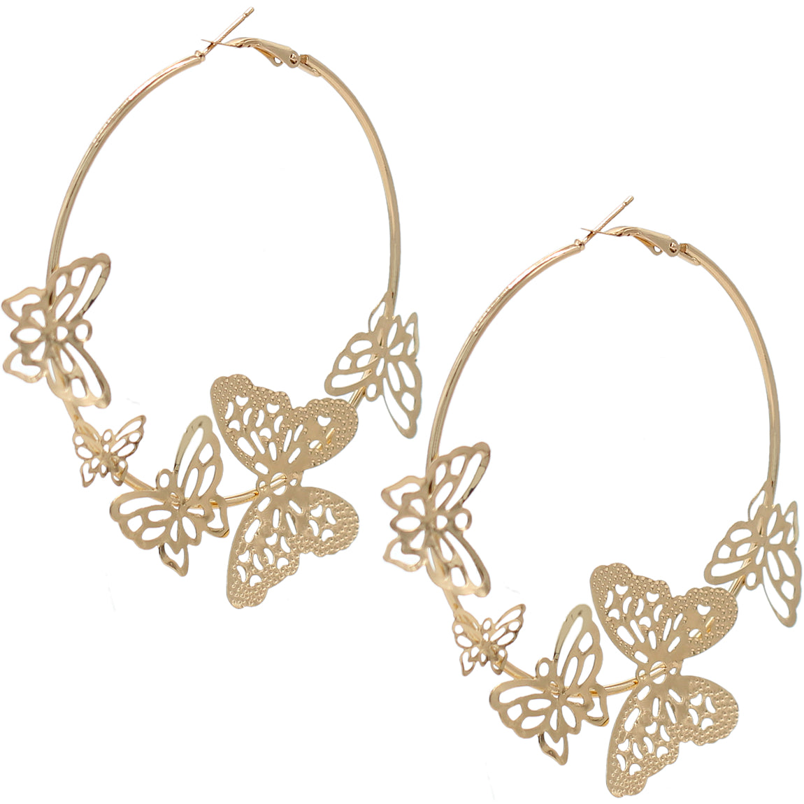 Gold Large Butterfly Hoop Earrings