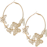 Gold Large Butterfly Hoop Earrings
