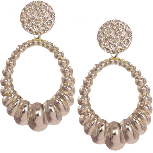 Gold Hammered Crescent Hoop Earrings