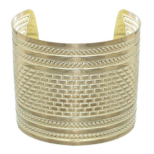 Gold Hammered Metal Cut Bracelet