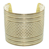 Gold Hammered Metal Cut Bracelet
