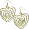 Gold Hammered Spiral Coil Maze Heart Earrings