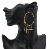 Gold Cross Round Hoop Earrings