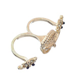 Gold Hoot Owl Double Cuff Finger Ring