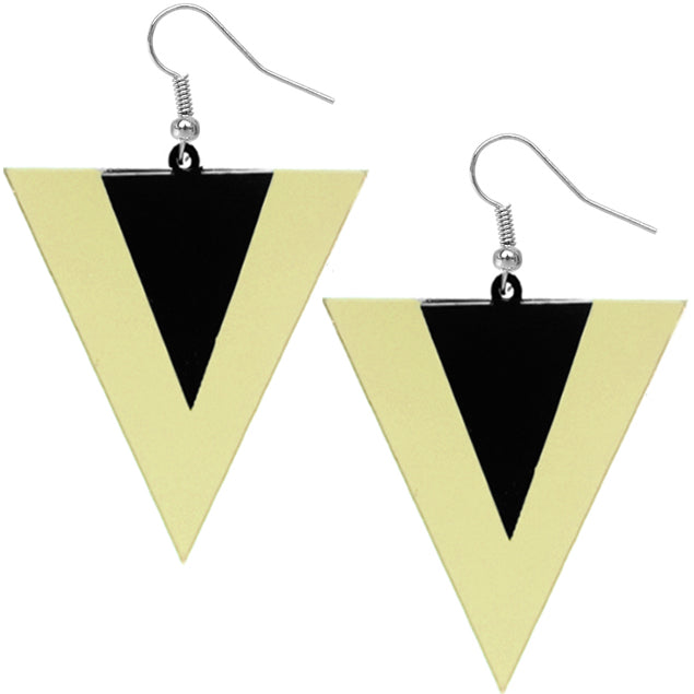 Black Gold Upside Down Triangle Mirrored Earrings