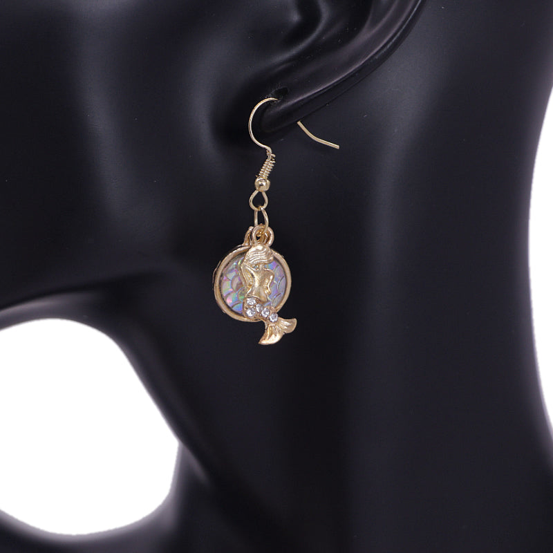 Gold Iridescent Rainbow Mermaid Scale Earrings