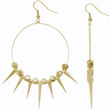 Gold 3D Cube Spike Hoop Earrings