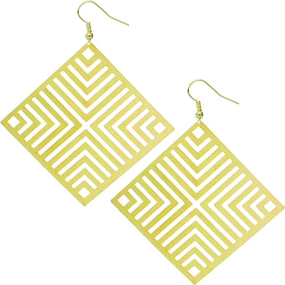 Gold Gigantic Geometic Chevron Earrings