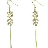 Gold Leaf Drop Chain Earrings