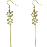 Gold Leaf Drop Chain Earrings