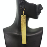 Gold Long Frost Rectangle Stick Earrings
