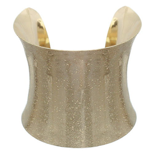 Gold Long Textured Metal Cuff Bracelet