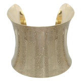 Gold Long Textured Metal Cuff Bracelet