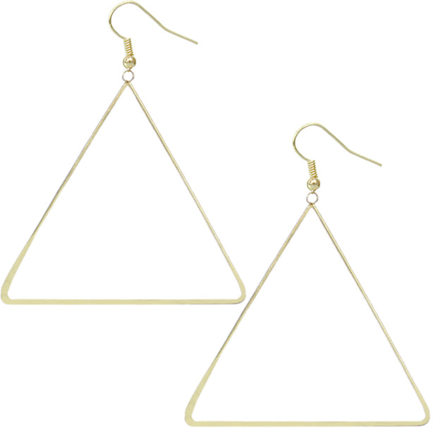 Gold Big Open Triangle Earrings