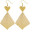 Gold Heart Mesh Dangle Earrings