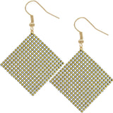 Gold Mesh Mini Rhinestone Drop Earrings