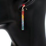 Gold Multicolor Pave Rhinestone Drop Earrings