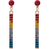 Gold Multicolor Pave Rhinestone Drop Earrings