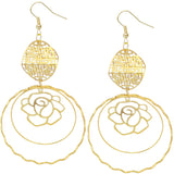 Gold Multi Layered Floral Hoop Earrings