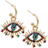 Gold Multicolor Evil Eye Mini Hoop Earrings