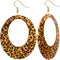 Gold Oval Cheetah Spotted Dangle Earrings