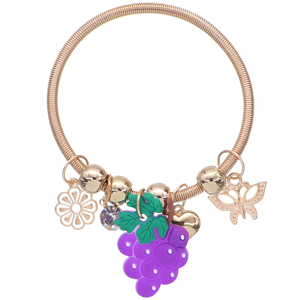 Purple Grape Butterfly Charm Bracelet