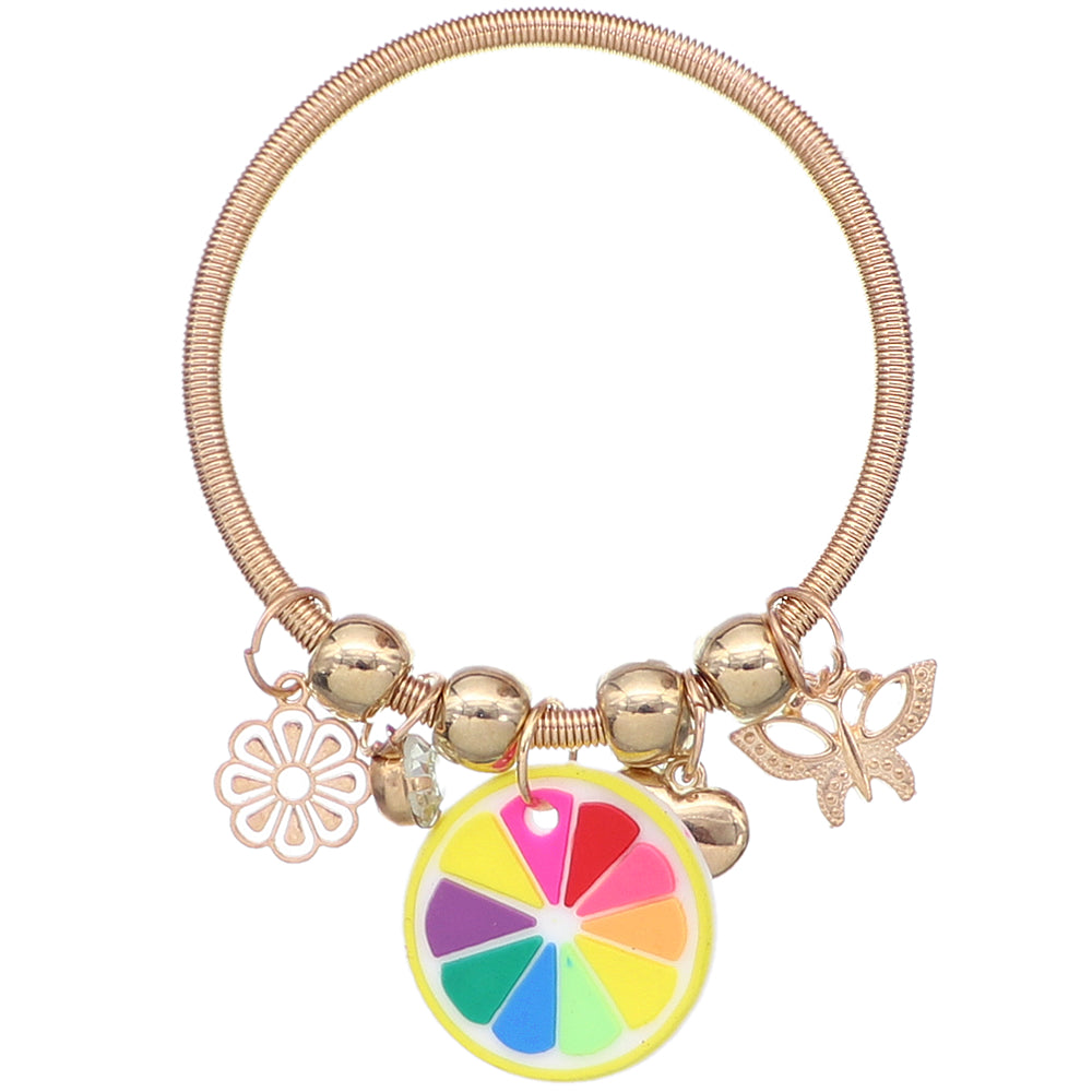 Multicolor Lime Butterfly Charm Bracelet