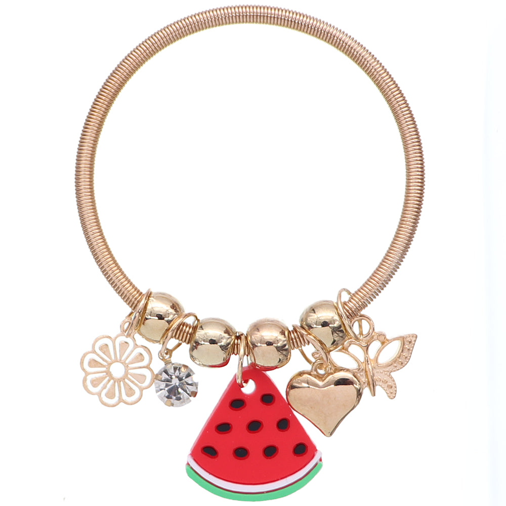 Red Watermelon Butterfly Charm Bracelet
