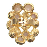 Gold Faux Pearl Rhinestone Adjustable Cluster Ring
