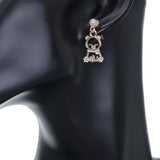Gold Rhinestone Faux Pearl Mini Pig Earrings