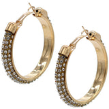 Gold Studded CZ Hoop Earrings