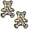 Gold Rhinestone Bow Tie Teddy Bear Earrings