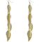 Gold Rhinestone Drop Chain Leaf Earrings