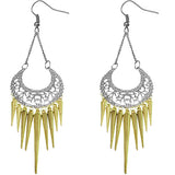 Gold Spiked Drop Chain Dangle Earrings