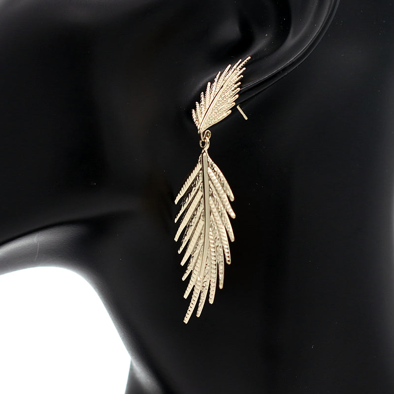 Gold Leaf Shaped Dangle Earrings
