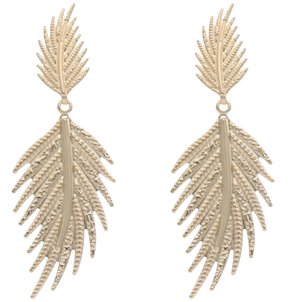 Gold Leaf Shaped Dangle Earrings