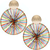 Gold Multicolor Thread String Woven Earrings