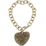 Gold Open Heart Charm Chain Bracelet