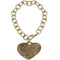 Gold Flower Heart Charm Chain Bracelet