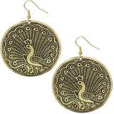 Gold Thin Round Peacock Earrings