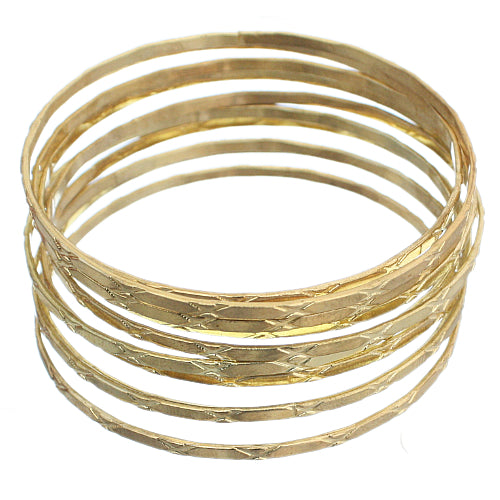 Gold Multi Line Stacked Bangle Bracelets
