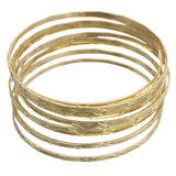 Gold Multi Line Stacked Bangle Bracelets